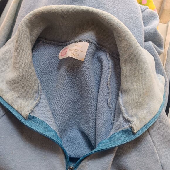 Vintage Men's Large Track Jacket 1970's Sears Kings Road  Full-Zip Striped Trash - Picture 9 of 9